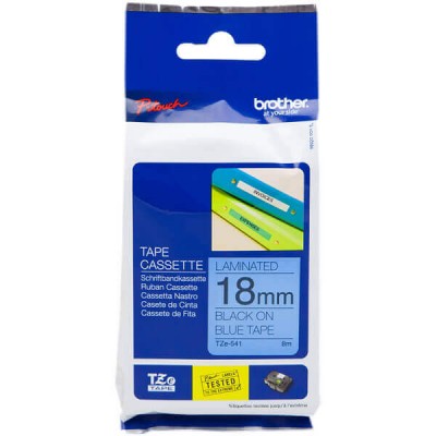 Nastro Originale Brother TZE-541 TZE541 18mm 8 Metri Bianco su Blu Laminato