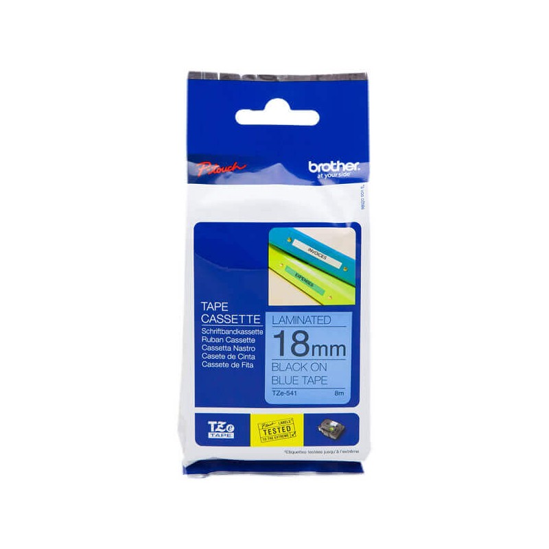 Nastro Originale Brother TZE-541 TZE541 18mm 8 Metri Bianco su Blu Laminato