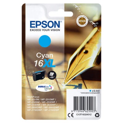 Cartuccia Originale Epson C13T16324012 T1632 16XL C Ciano 5,9ML 450 Pagine