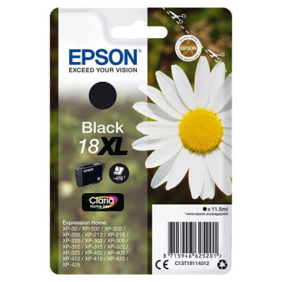 Cartuccia Originale Epson C13T18114012 T1811 18XL Bk Nero 11,5ML 470 Pagine