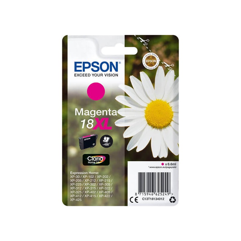 Cartuccia Originale Epson C13T18134012 T1813 18XL M Magenta 6,6ML 450 Pagine