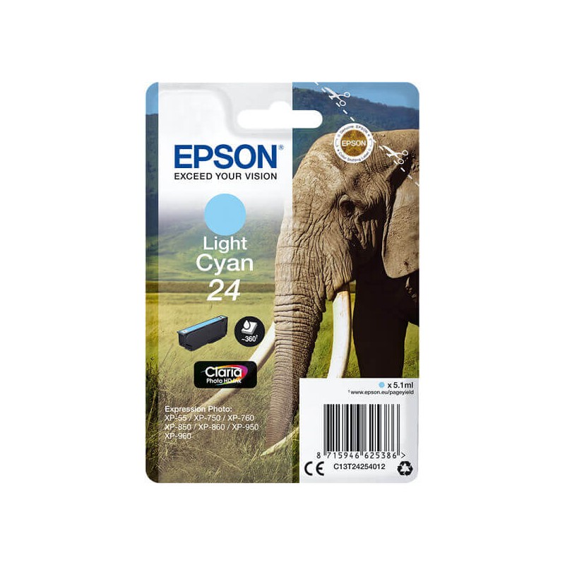 Cartuccia Originale Epson C13T24254012 T2425 24 Light Ciano 4,6ML 360 Pagine