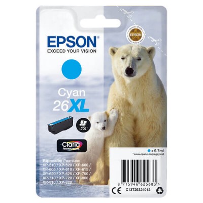 Cartuccia Originale Epson C13T26324012 T2632 26XL C Ciano 9,7ML 700 Pagine