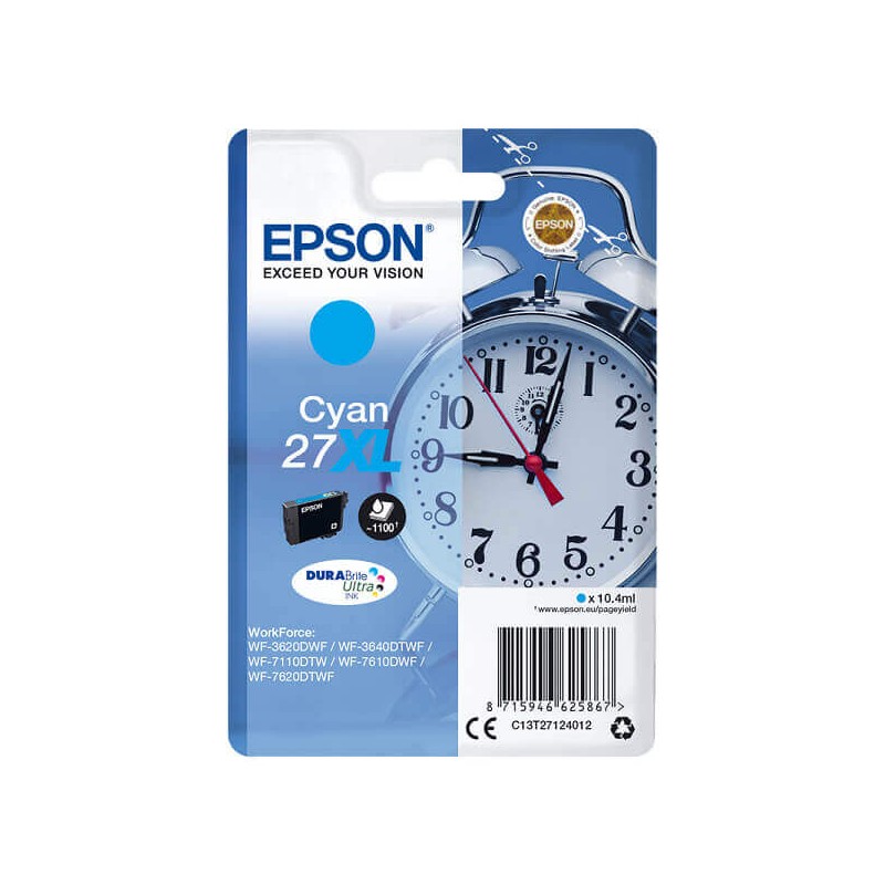 Cartuccia Originale Epson C13T27124012 T2712 27XL C Ciano 10,4ML 1100 Pagine