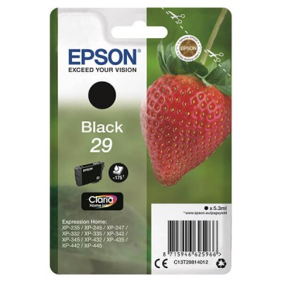 Cartuccia Originale Epson C13T29814012 T2981 29 Bk Nero 5,3ML 175 Pagine