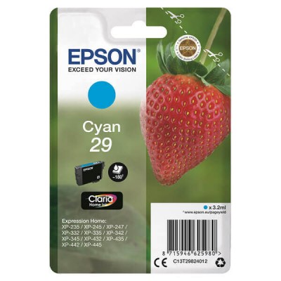 Cartuccia Originale Epson C13T29824012 T2982 29 C Ciano 3,2ML 180 Pagine