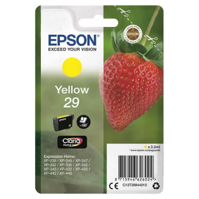 Cartuccia Originale Epson C13T29844012 T2984 29 Y Yellow 3,2ML 180 Pagine