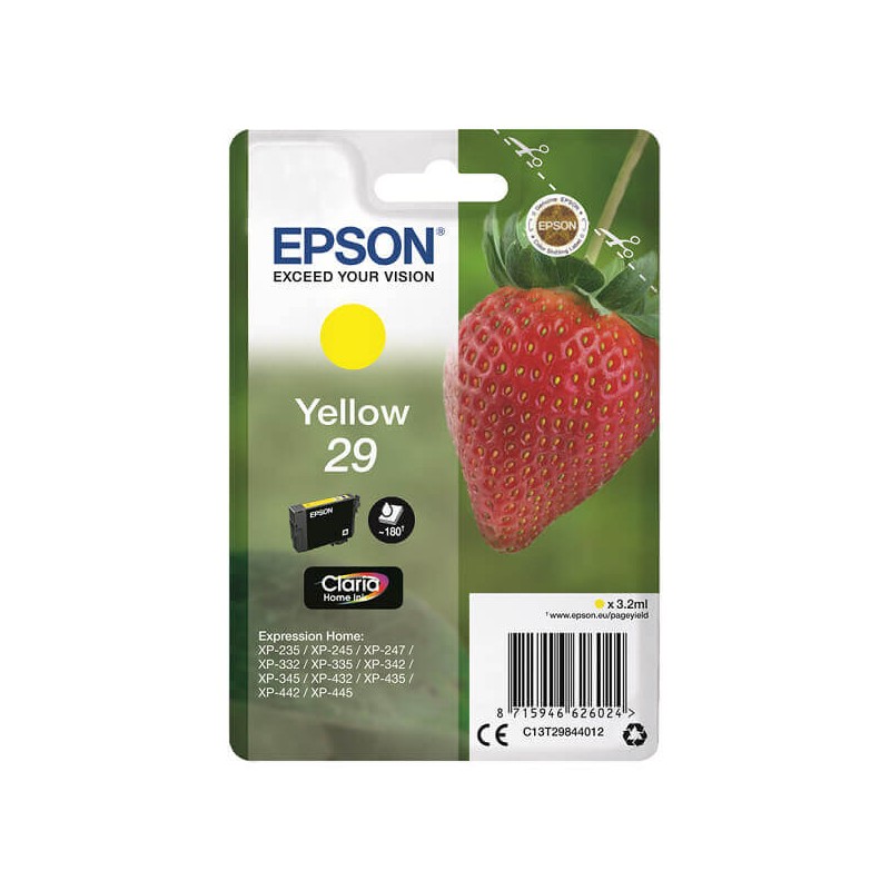 Cartuccia Originale Epson C13T29844012 T2984 29 Y Yellow 3,2ML 180 Pagine