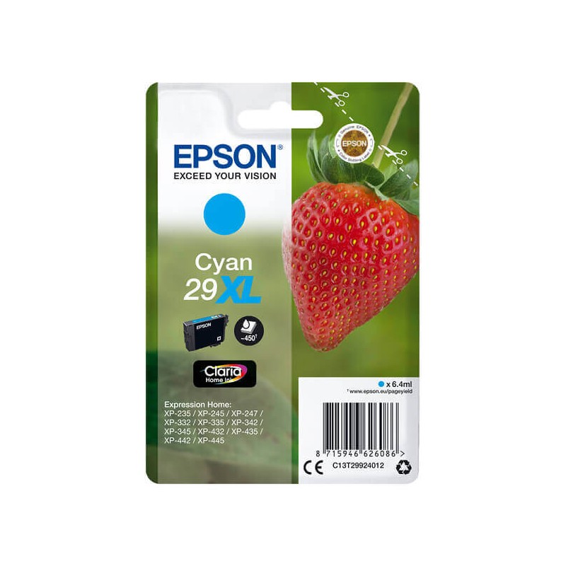 Cartuccia Originale Epson C13T29924012 T2992 29XL C Ciano 6,4ML 450 Pagine