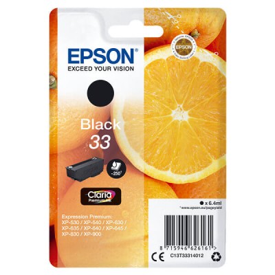 Cartuccia Originale Epson C13T33314012 T3331 33 Bk Nero 6,4ML 250 Pagine