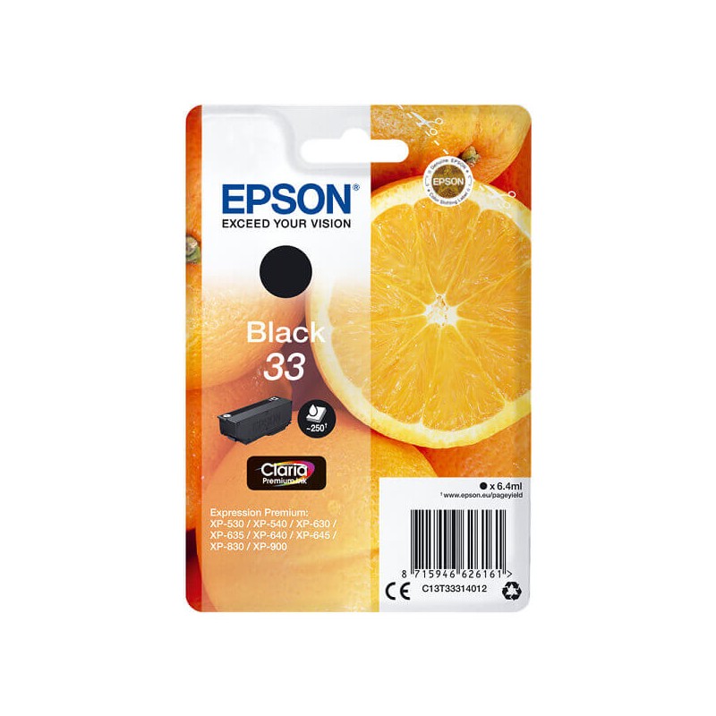Cartuccia Originale Epson C13T33314012 T3331 33 Bk Nero 6,4ML 250 Pagine