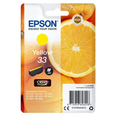 Cartuccia Originale Epson C13T33444012 T3344 33 Y Yellow 4,5ML 300 Pagine