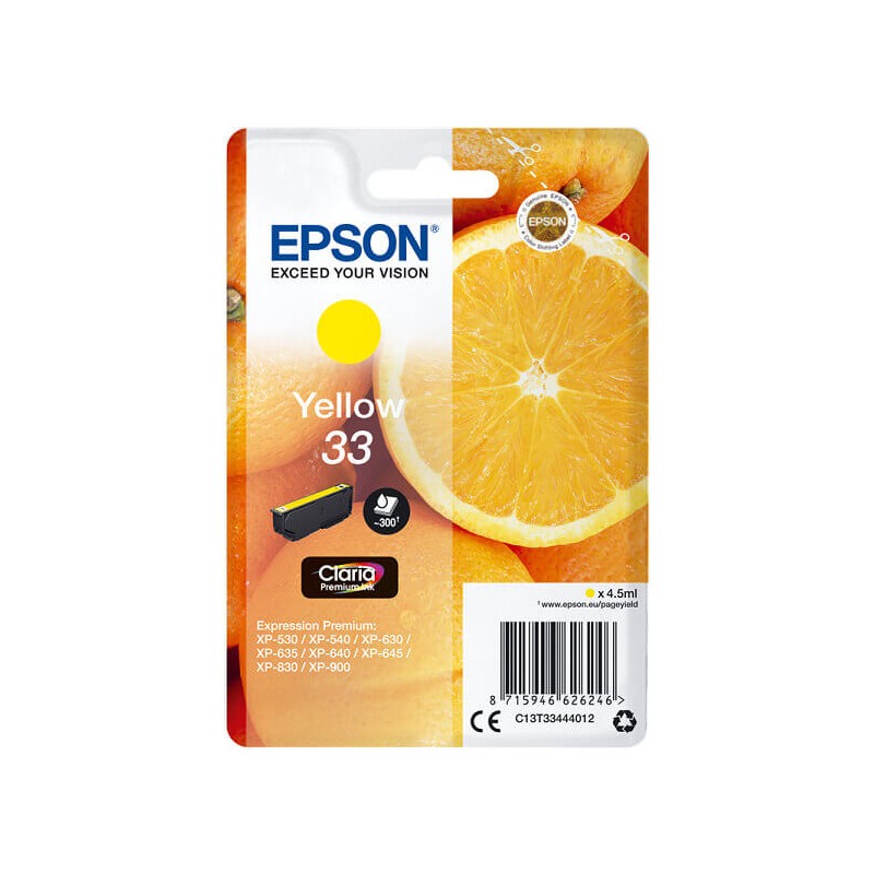 Cartuccia Originale Epson C13T33444012 T3344 33 Y Yellow 4,5ML 300 Pagine