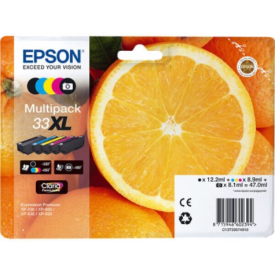 Kit 5 Cartucce Originali Epson C13T33574011 T3357 33XL BK Photo C M Y 12,2ml Bk 8,1 Pbk 8,9ml C M Y
