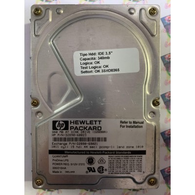 Hard Disk Usato Funzionante 100% Ok IDE 3,5" 340mb HP D2890A D2890-60023  0365