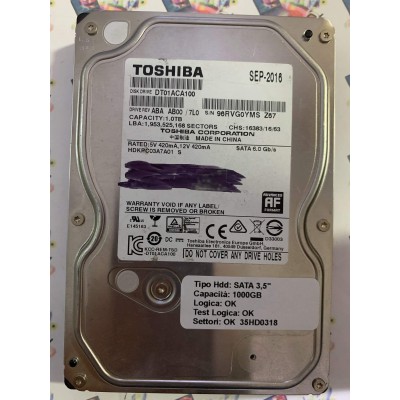Hard Disk Usato Funzionante 100% Ok SATA 3,5" 1000gb TOSHIBA DT01ACA100