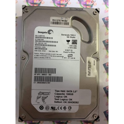 Hard Disk Usato Funzionante 100% Ok SATA 3,5" 160GB SEAGATE ST3160812AS 9BD132-021 3.AHL 07241 WU