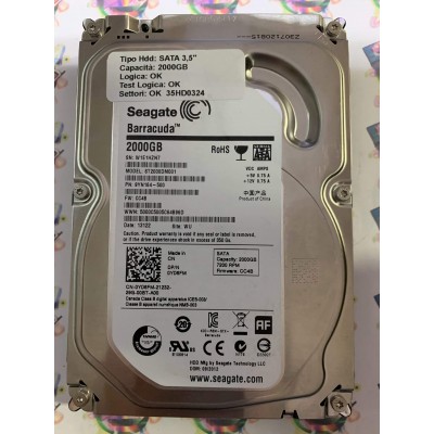 Hard Disk Usato Funzionante 100% Ok SATA 3,5" 2000gb SEAGATE ST2000DM001 9YN164-500 13122 CC4B WU
