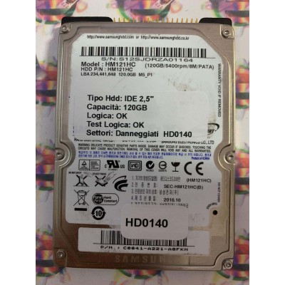 Hard Disk Usato Semifunzionante IDE 2,5" 120GB SAMSUNG HM121HC C0041-A221-A8FKH  2010.01