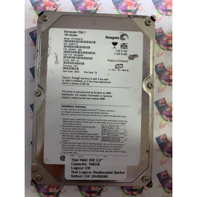 Hard Disk Usato Semifunzionante IDE 3,5" 160GB SEAGATE ST3160021A 9W2001-006 8.01 D8N-02 06061 TK