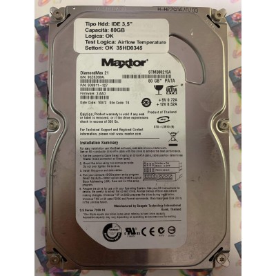 Hard Disk Usato Semifunzionante IDE 3,5" 80gb MAXTOR STM380215A 9DS011-327 3.AAD 10072 TK