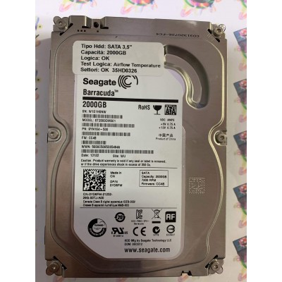 Hard Disk Usato Semifunzionante SATA 3,5" 2000gb SEAGATE ST2000DM001 9YN164-500 13122 CC4B WU
