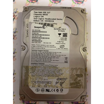 Hard Disk Usato Semifunzionante SATA 3,5" 80gb SEAGATE ST380811AS 9CC131-302 3.AAE 07087 WU