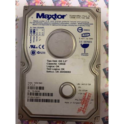 Hard Disk Usato Funzionante 100% Ok IDE 3,5" 120GB MAXTOR 6Y120L0 6Y120L0132011 YAR41BW0 27DEC2003
