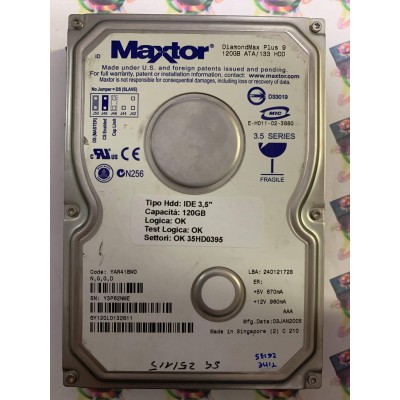Hard Disk Usato Funzionante 100% Ok IDE 3,5" 120GB MAXTOR 6Y120L0 6Y120L0132611 YAR41BW0 03JAN2005