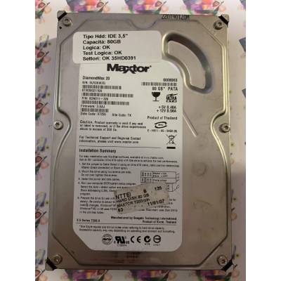 Hard Disk Usato Funzionante 100% Ok IDE 3,5" 80GB MAXTOR STM3802110A 9DN011-326 3.AAJ 07255 TK