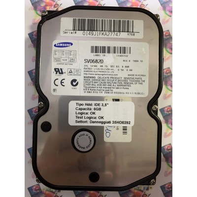 Hard Disk Usato Semifunzionante IDE 3,5" 6GB SAMSUNG SV0682D LKA0CYU2 1999.10