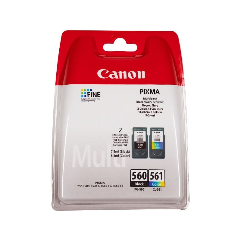 Kit 2 Cartucce Originali Canon 3713C006 PG560CL561 PG-560 + CL-561 Bk Col