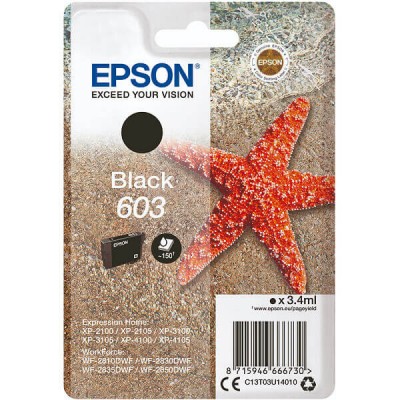 Cartuccia Originale Epson C13T03U14010 603 Bk Nero 3,4ml 150 Pagine