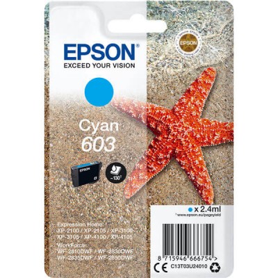 Cartuccia Originale Epson C13T03U24010 603 C Ciano 2,4ml 130 Pagine