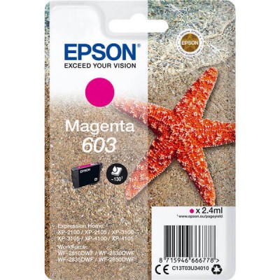 Cartuccia Originale Epson C13T03U34010 603 M Magenta 2,4ml 130 Pagine