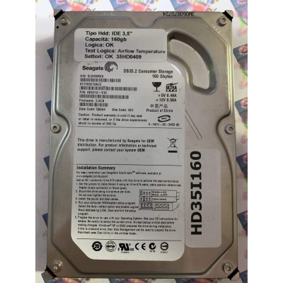 Hard Disk Usato Semifunzionante IDE 3,5" 160GB SEAGATE ST3160212ACE 9BE012-510 3.ACB 08064 WU