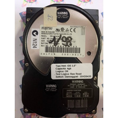 Hard Disk Usato Semifunzionante IDE 3,5" 4GB FUJITSU MPA3043AT CA01602-B45100UD 1997-12