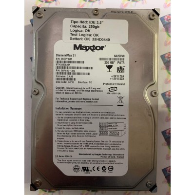 Hard Disk Usato Funzionante 100% Ok IDE 3,5" 250GB MAXTOR STM3250820A 9DP03E-326 3.AAE 07213 TK