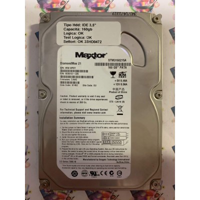Hard Disk Usato Funzionante 100% Ok IDE 3,5" 160GB MAXTOR STM3160215A 9DS012-326 3.AAC 07452 SU