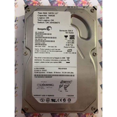 Hard Disk Usato Funzionante 100% Ok SATA 3,5" 160GB SEAGATE ST3160812AS 9BD132-276 3.AAH 07243 WU