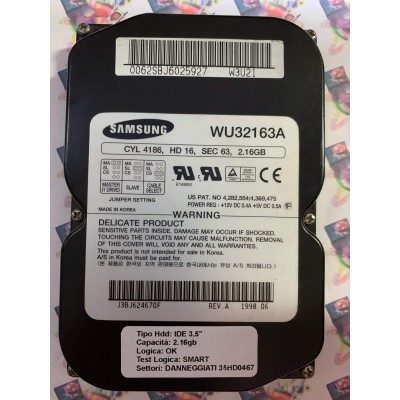 Hard Disk Usato Semifunzionante IDE 3,5" 2.16GB SAMSUNG WU32163A 0062SBJ6025927 J3BJ624670F 1998.06