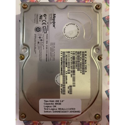 Hard Disk Usato Semifunzionante IDE 3,5" 80GB MAXTOR D740X-6L MX6L080J4 VQ80A011-01-B 253456-001 A00