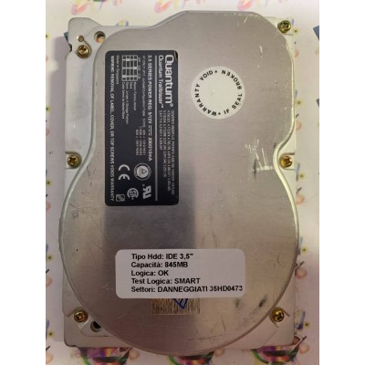 Hard Disk Usato Semifunzionante IDE 3,5" 845MB QUANTUM TRAIBLAZER TR84A011 01-C