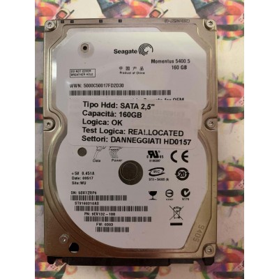 Hard Disk Usato Semifunzionante SATA 2,5" 160GB SEAGATE ST9160310AS 9EV132-188 0303 09517 WU