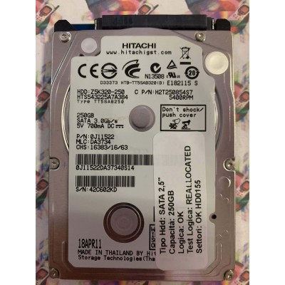 Hard Disk Usato Semifunzionante SATA 2,5" 250GB TOSHIBA HTS543225A7A384 0J11522 DA3734 18APR11