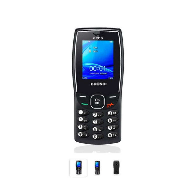 Telefonino Brondi Eros Nero Dual Sim Grandi tasti Cellulare Volume alto garanzia