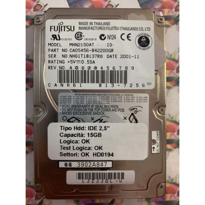Hard Hard Disk Usato Funzionante 100% Ok IDE 2,5" 15GB FUJITSU MHN2150AT CA05456-B42200GR 2001-11