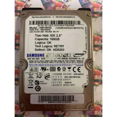 Hard Disk Usato Semifunzionante IDE 2,5" 160GB SAMSUNG HM160HC 28831A221A4GHN 2009.04