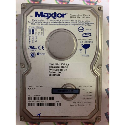 Hard Disk Usato Funzionante 100% Ok IDE 3,5" 120GB MAXTOR 6Y120P0 6Y120P0132811 YAR41BW0 21 SEP 2005