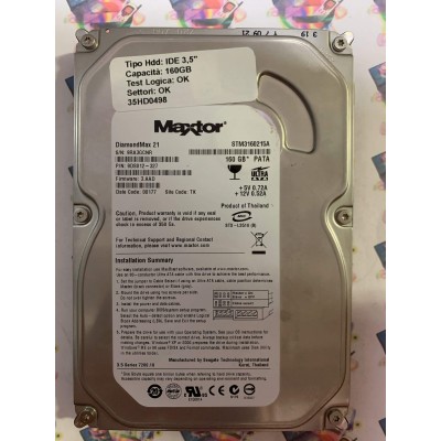 Hard Disk Usato Funzionante 100% Ok IDE 3,5" 160GB MAXTOR STM3160215A 9DS012-327 3.AAD 08177 TK